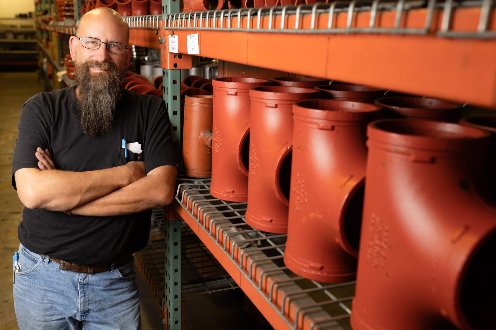 MKS team member with gasket inventory